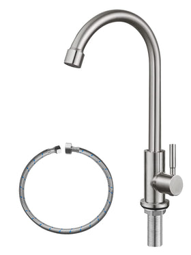 Bifordo cold water faucet in SUS304 stainless steel for kitchen durability.