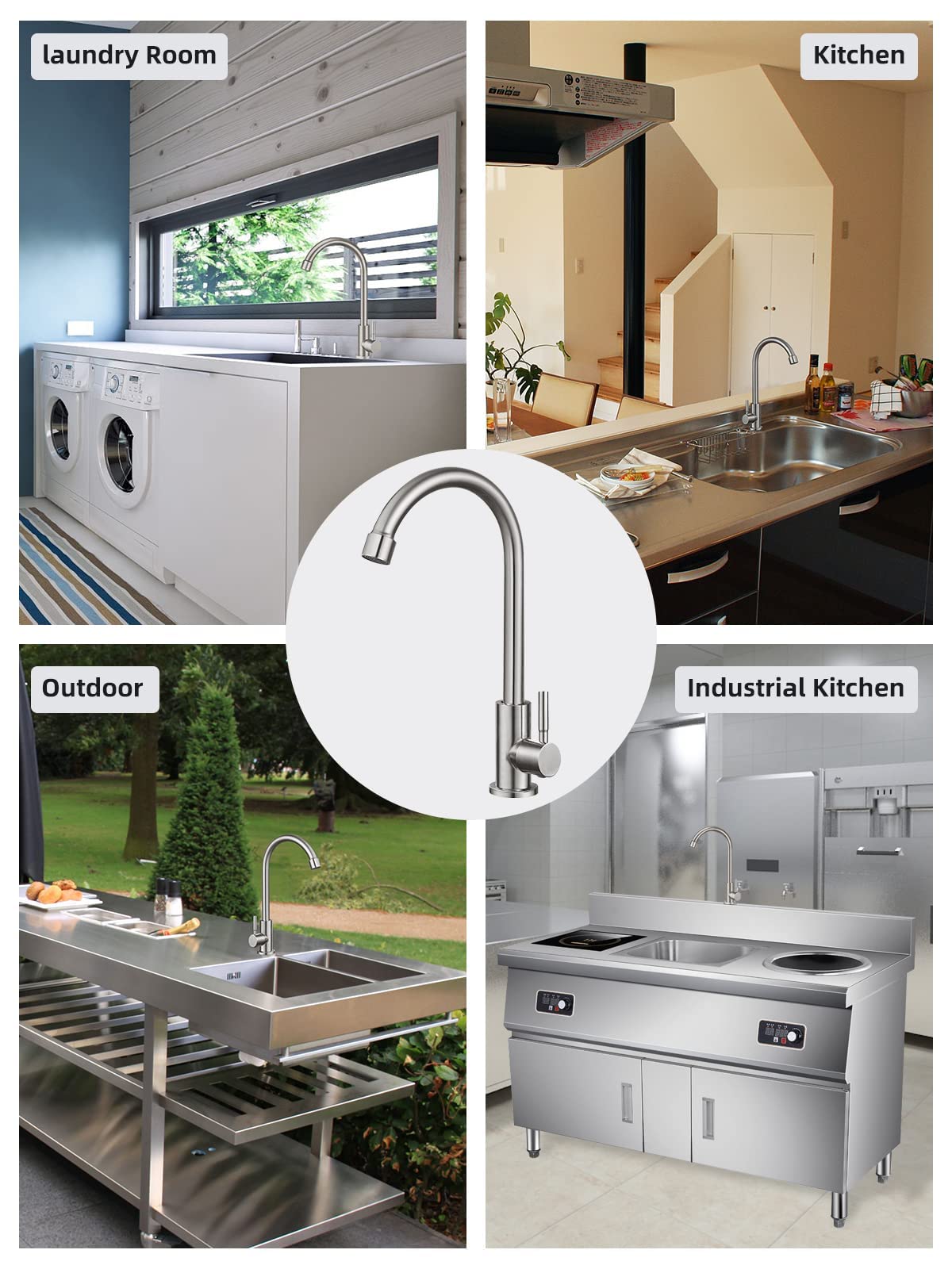 Bifordo easy-install kitchen faucet fits standard sinks quickly.