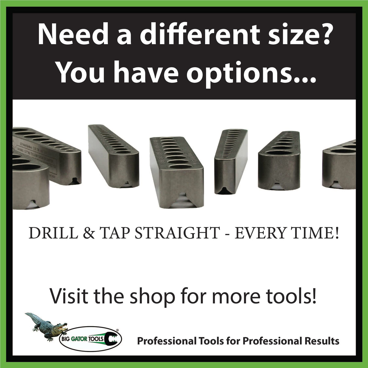 Big Gator Tools V-DrillGuide clamps securely to flat surfaces