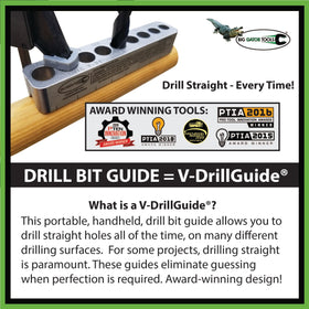 Big Gator Tools V-DrillGuide in use on wood for clean holes