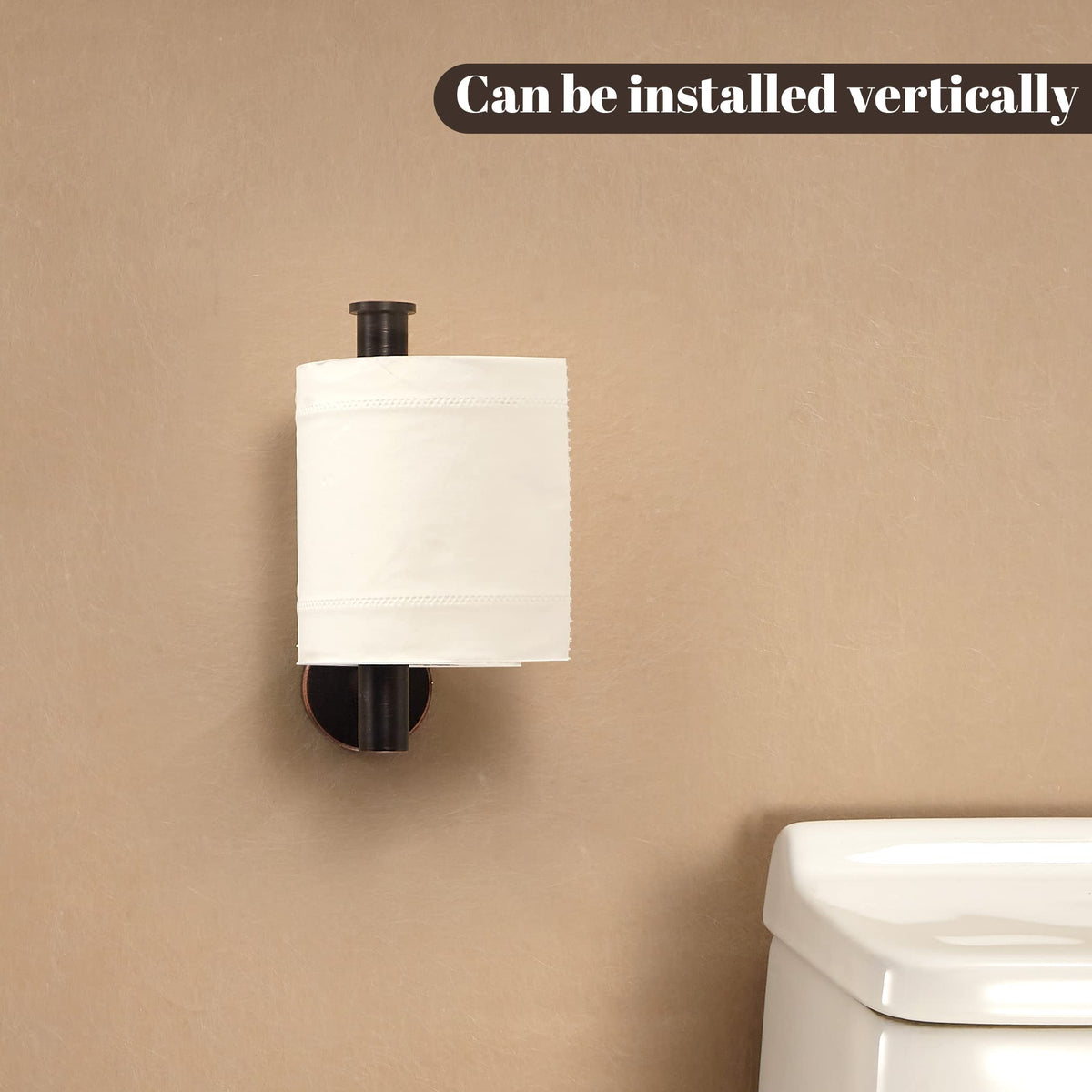 BigBig Home bronze toilet paper holder upward mount adapts to tall installations.