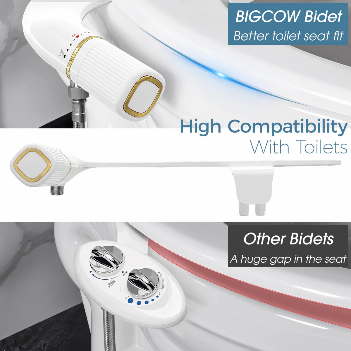 BIGCOW bidet pressure control knob for personalized spray strength