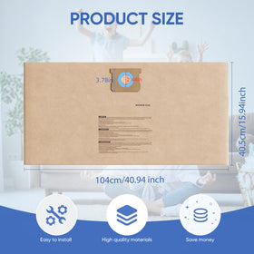 BIHARNT DXVA19-4102 dust bags dimensions indicating long reach and full coverage