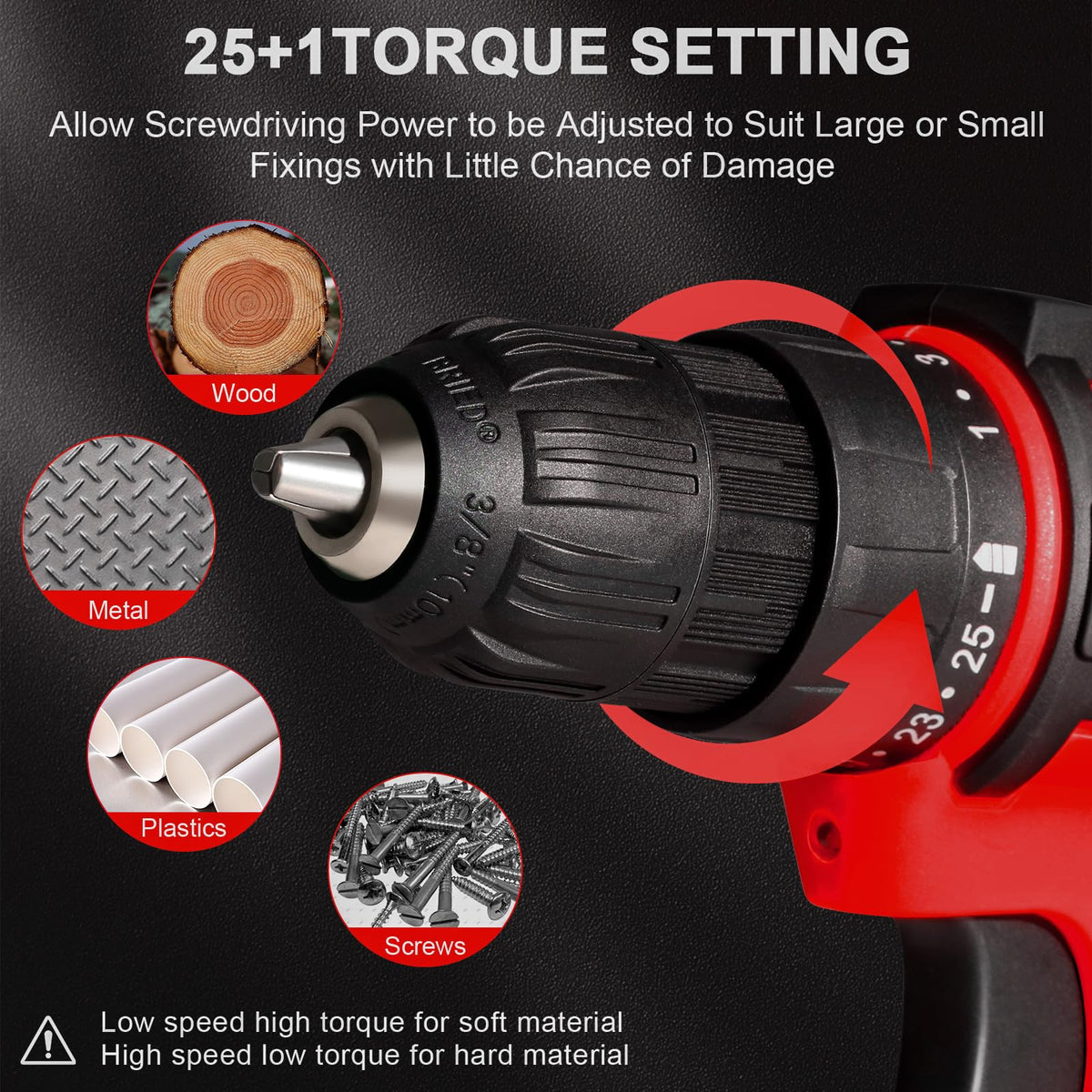BIHOO cordless drill front LED light for better visibility
