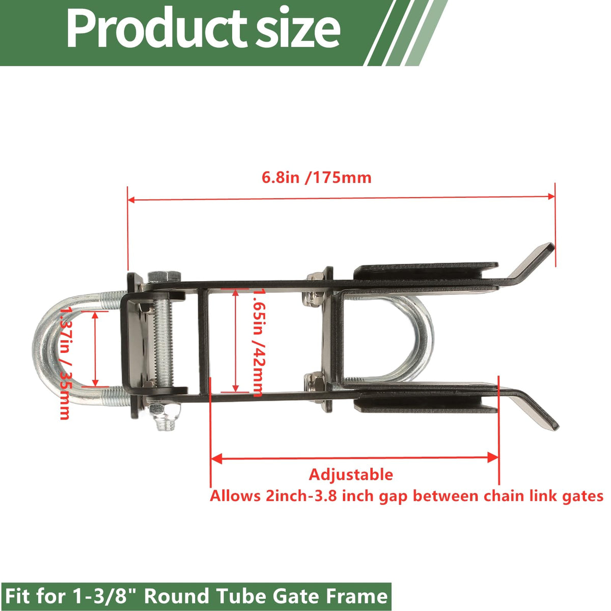 BiJun latch mounted on gate, easy horizontal adjustment.