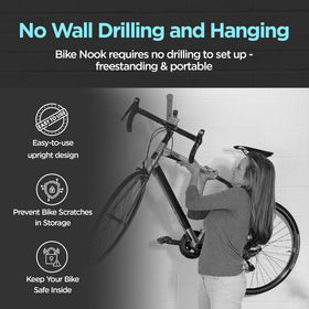 Bike Nook safety strap secures bike during storage and handling
