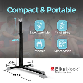 Bike Nook sturdy base keeps bike stable during storage