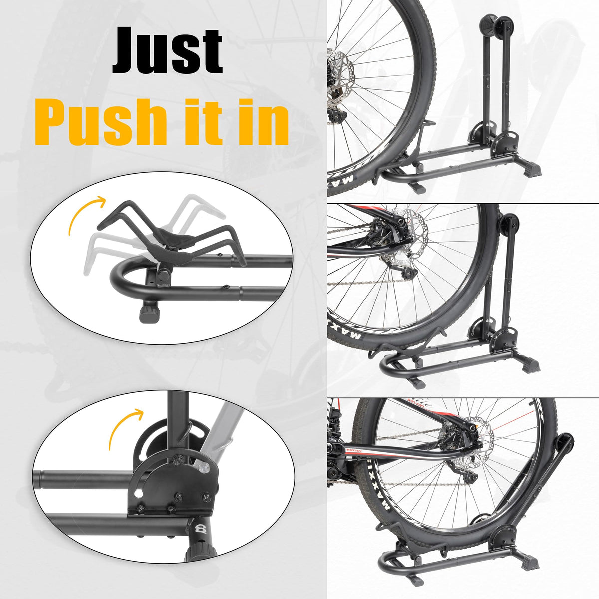 BikeHand Foldable Bike Stand durable heat-treated steel with powder-coated finish.