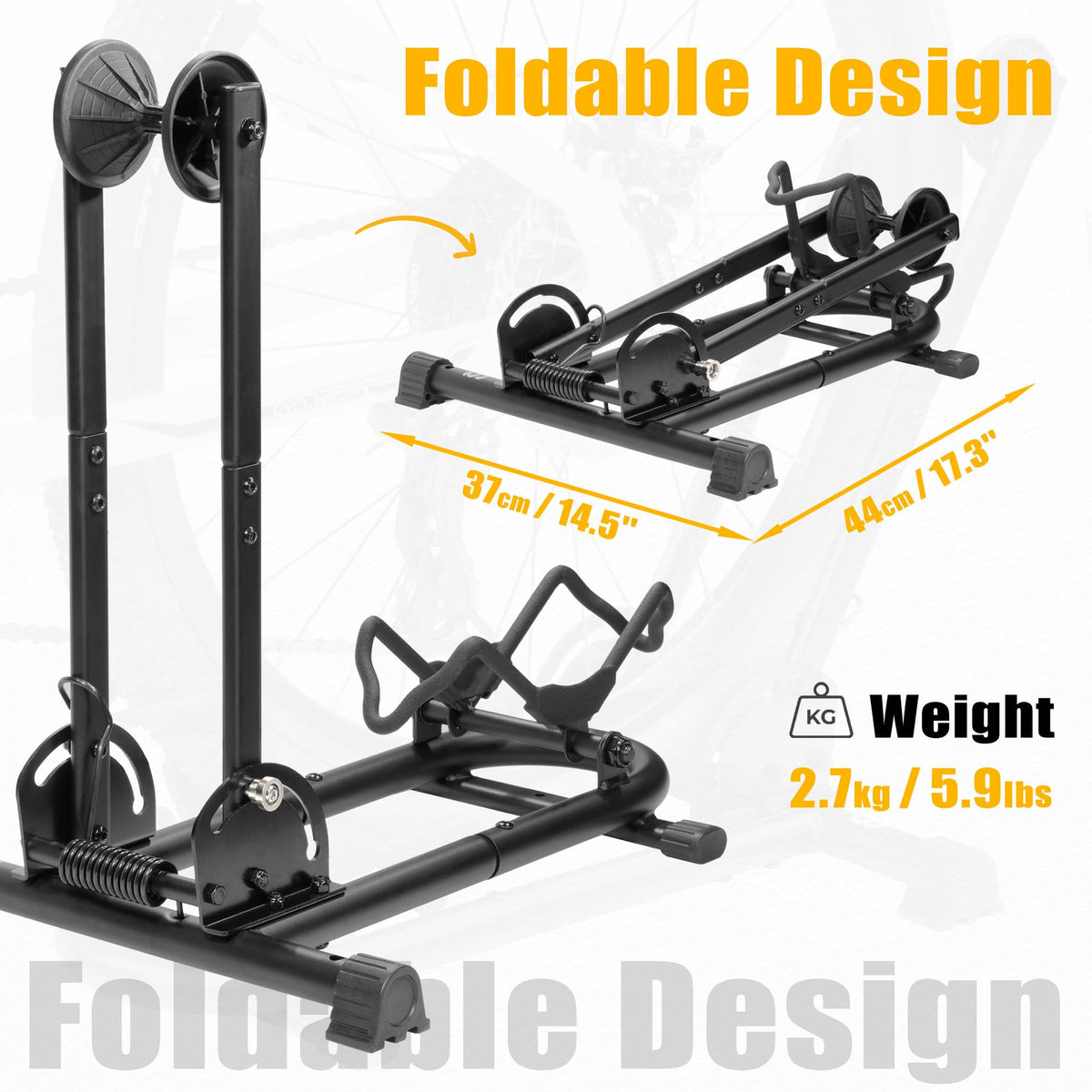 BikeHand Foldable Bike Stand folded flat for compact storage.