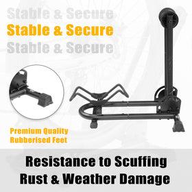 BikeHand Foldable Bike Stand supports 2.4 inch tires across MTB and road bikes.