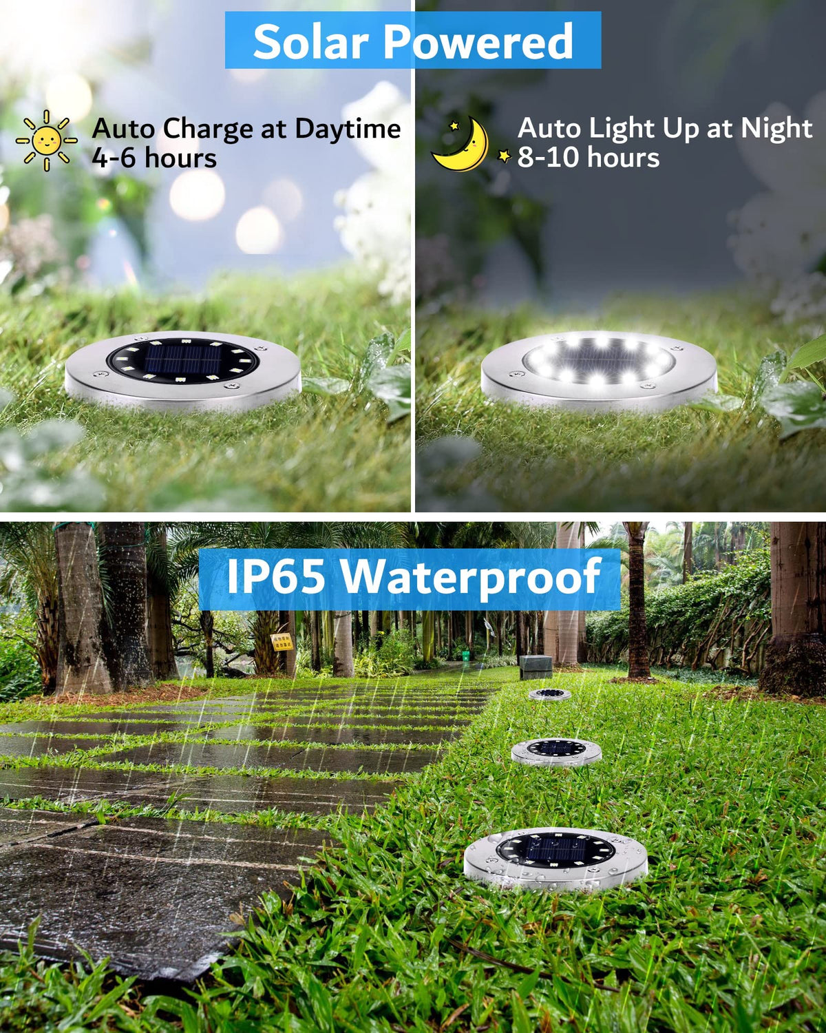 Biling flat disk landscape light for even outdoor illumination