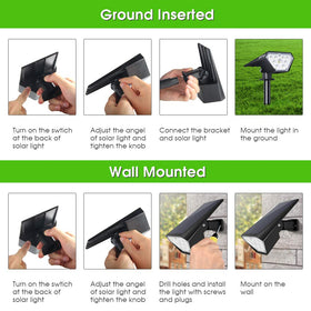 Biling Solar Spot Lights offer low and high brightness modes for flexible lighting.