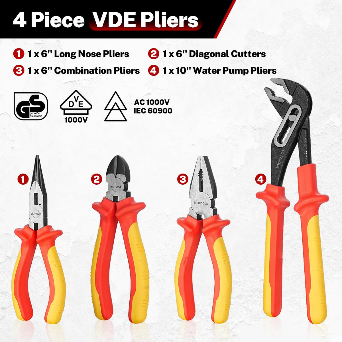 BILITOOLS 6-inch nose pliers with precise gripping
