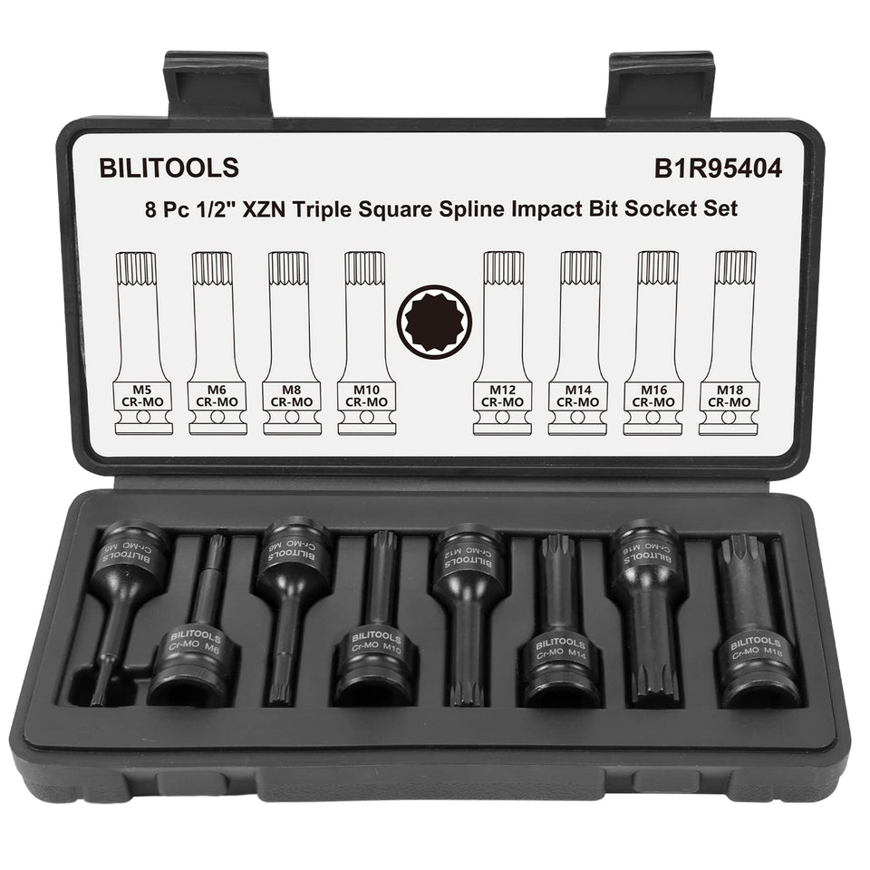 BILITOOLS 8-piece XZN socket set with 1/2 inch drive for impact use