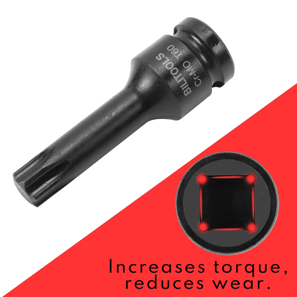 BILITOOLS black-oxide finished Torx bits offer corrosion resistance.