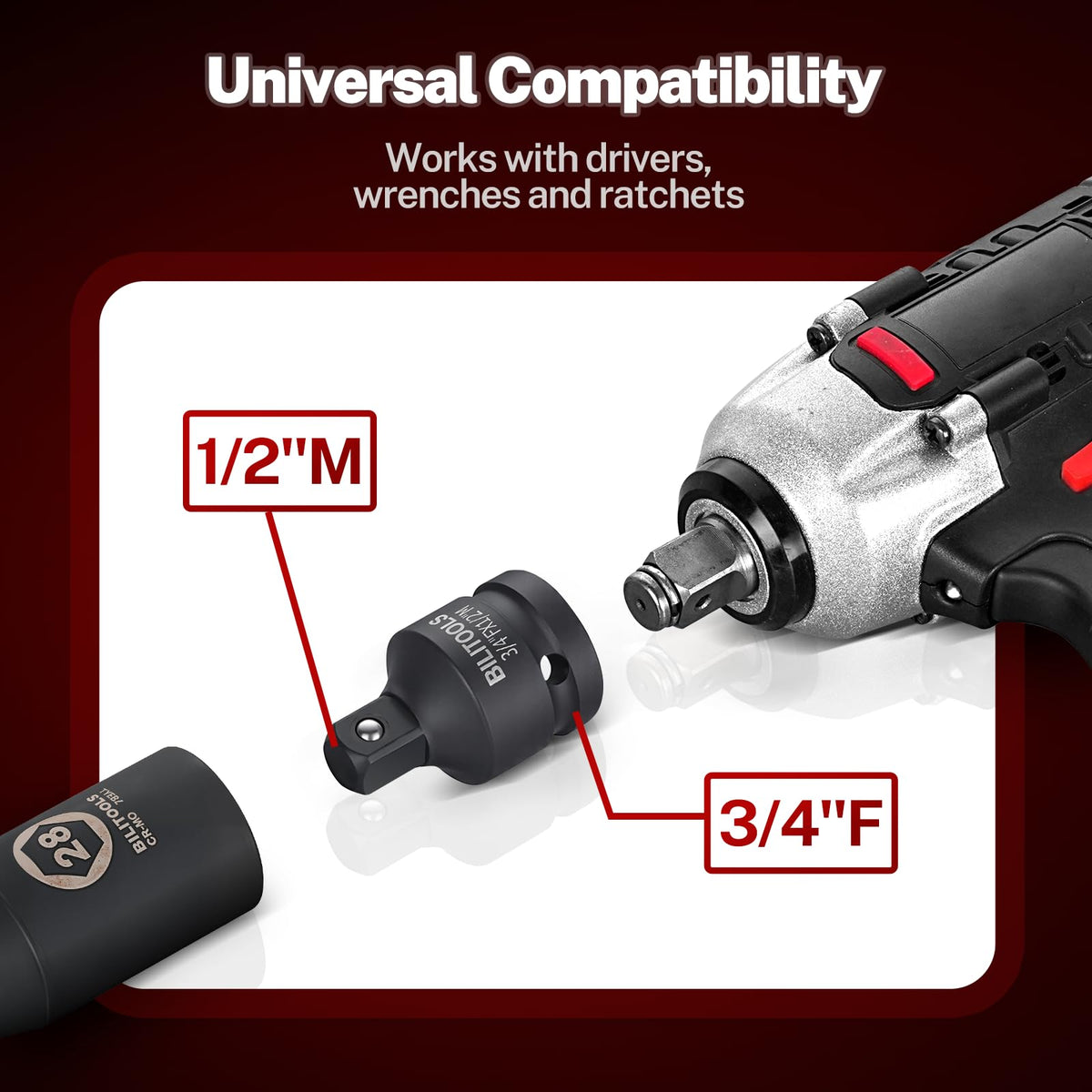 BILITOOLS chrome molybdenum universal joint for tough angles.