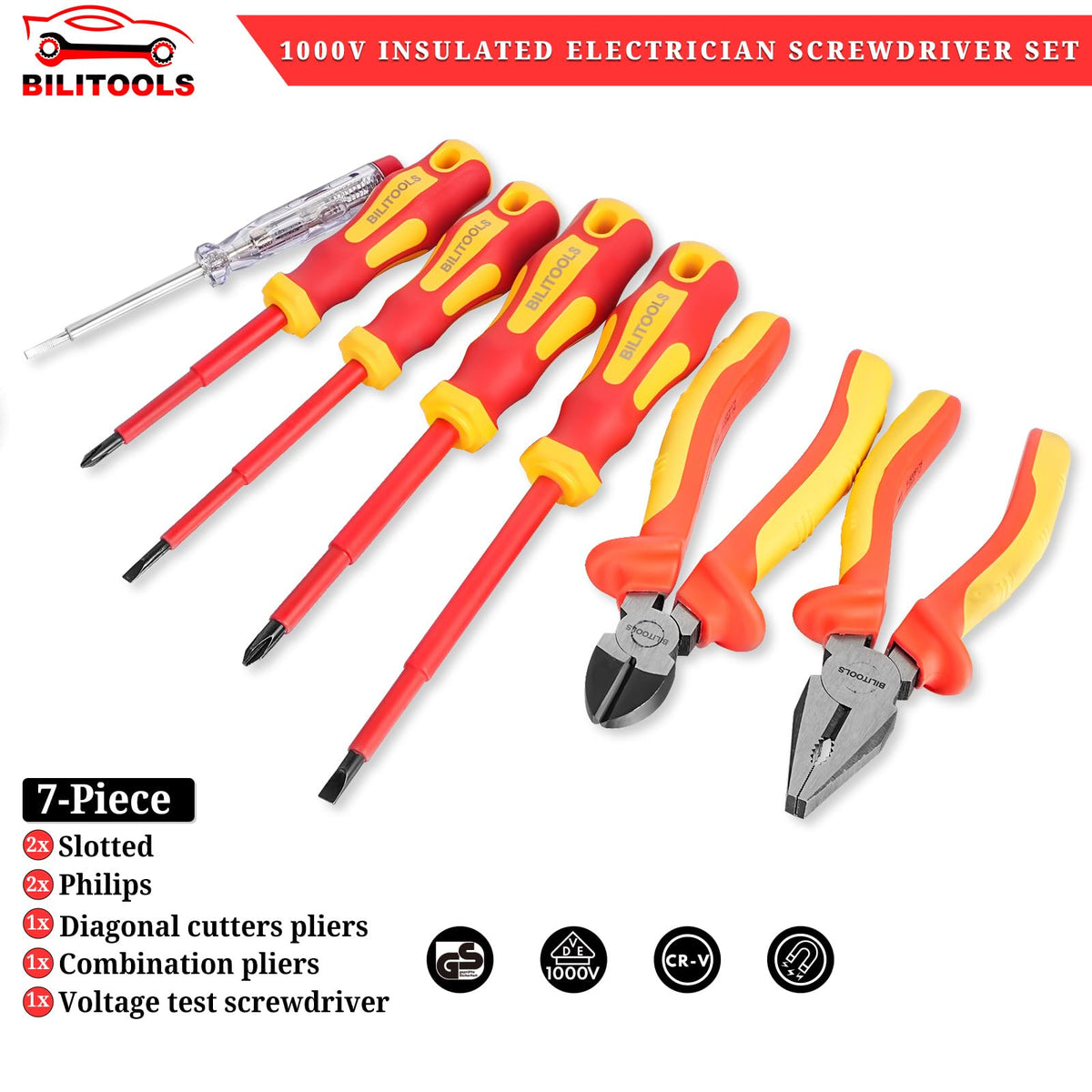 BILITOOLS magnetic Phillips tip shown for quick screw seating.