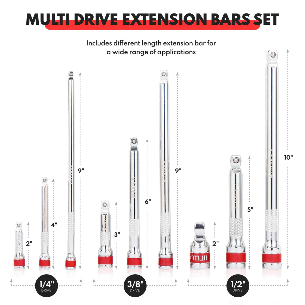 BILITOOLS wobble extension 1/2 drive bar improves access in deep engine bays