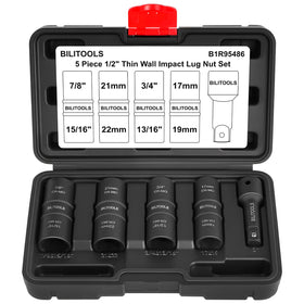BILITOOLS lug nut sockets, 1/2-in drive, flip design for fast size changes