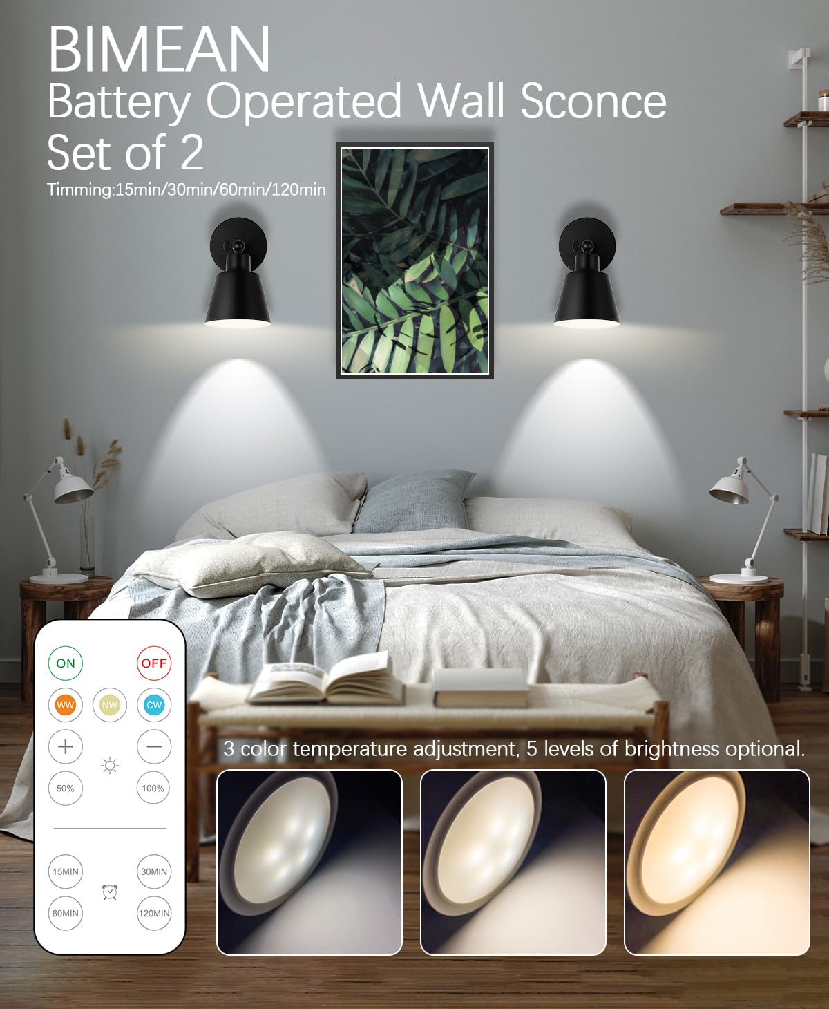 BIMEAN wall sconce features wood grain design for natural warmth.
