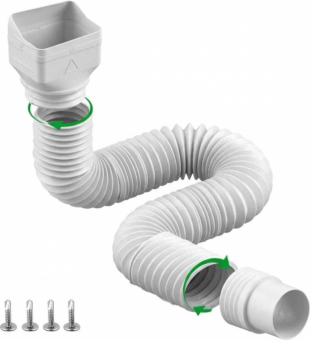 Binazon extendable downspout extension for flexible drainage from 21 to 62 inches.