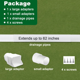 Binazon drain pipe with extendable length and included screws.