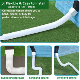 Binazon extendable downspout pipe reaches distant drainage areas