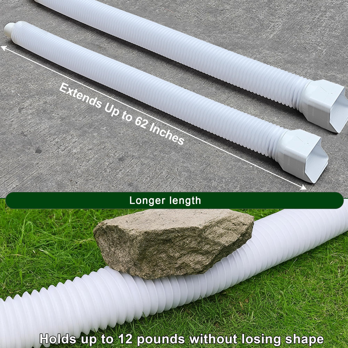 Binazon flexible downspout extension bends to fit curved yard paths