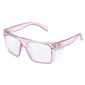 BINGKING ANSI Z87 pink safety glasses with a durable frame for construction sites.