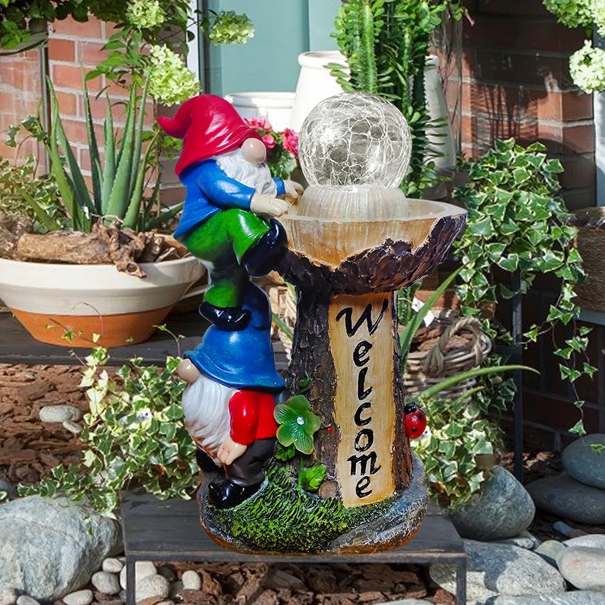 Binqiuu Garden Gnomes stand 10.4 inches tall for compact yard decor.