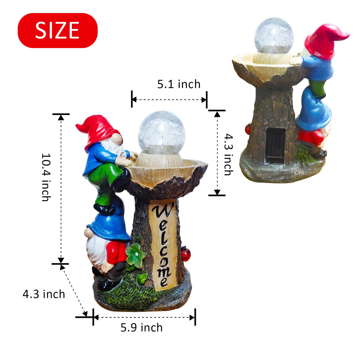 Binqiuu Garden Gnomes feature automatic solar charging for simple upkeep.