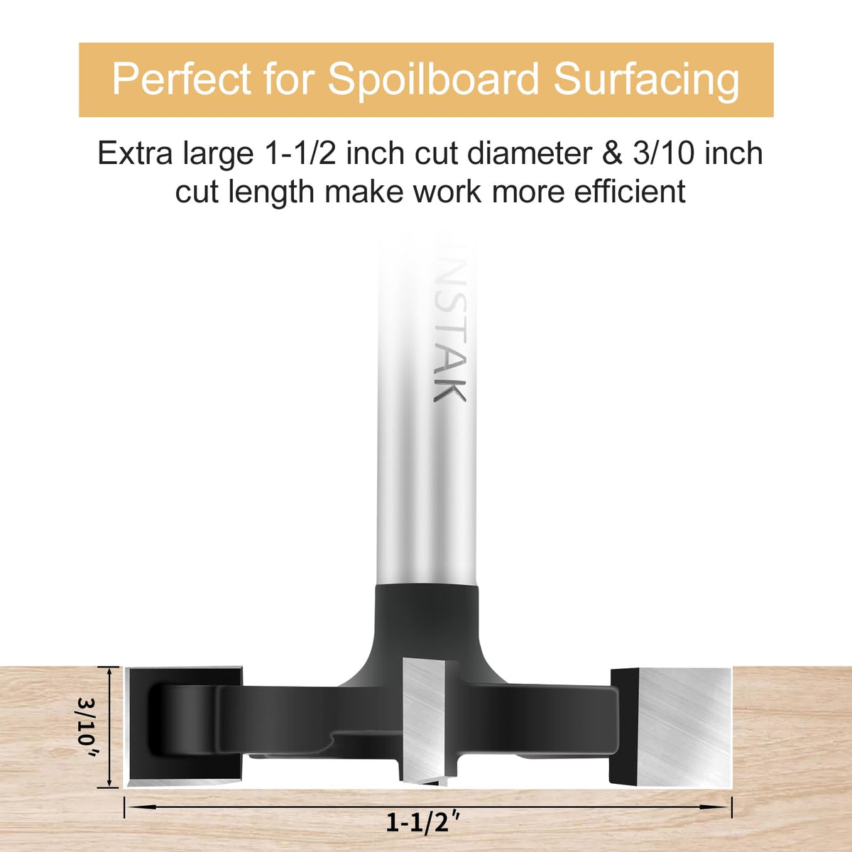 Binstak anti-kickback design enhances control during heavy-duty routing.