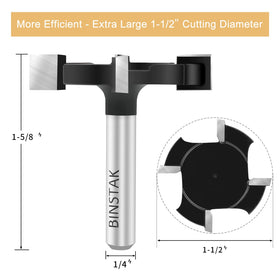 Binstak carbide-tipped edge delivers clean cuts on wood and composites.