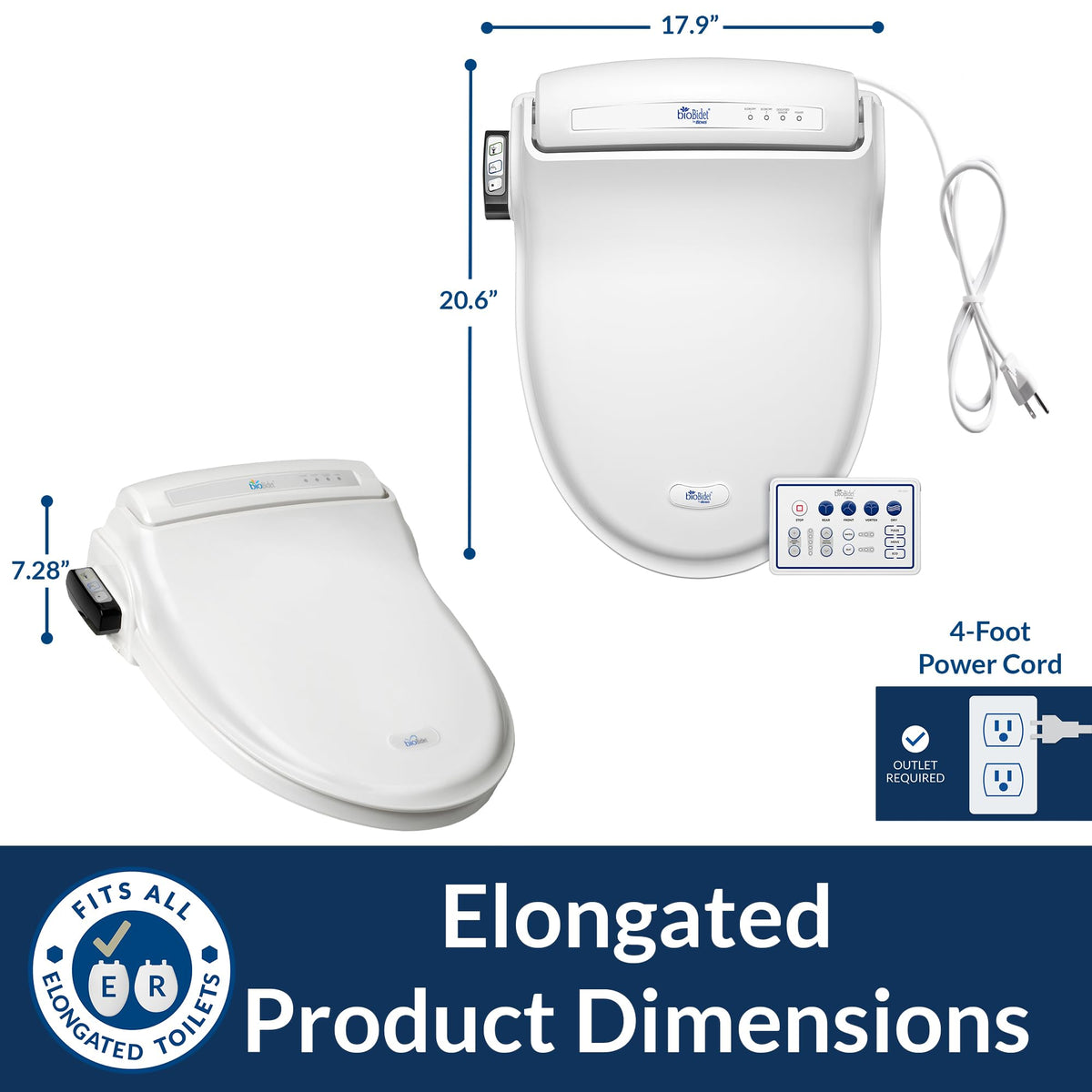 BB1000 elongated-fit design to accommodate standard elongated toilets.