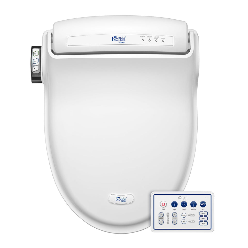 Bio Bidet Bliss BB1000 remote control for easy, personalized cleansing and temperature adjustments.