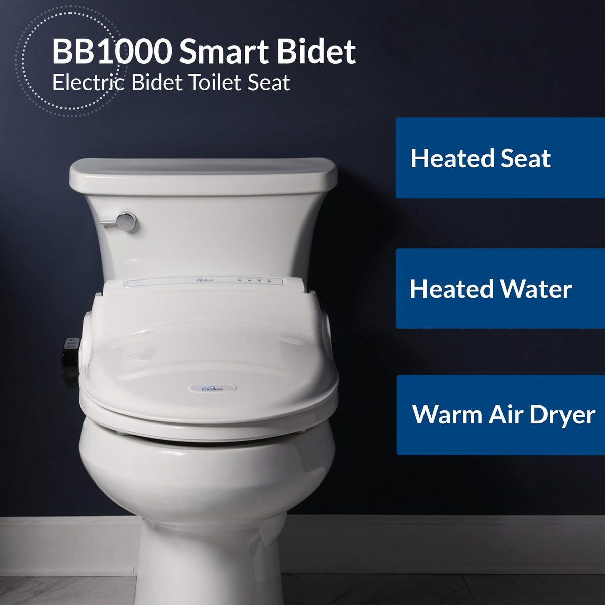 BB1000 warm-water wash delivers refreshing cleanliness with adjustable temperature for comfort.