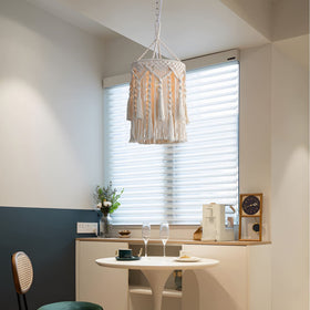 Bioaqua Boho lamp shade bedroom ambience with warm, relaxing glow.