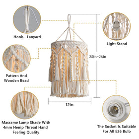Bioaqua Boho lamp shade living room focal point with soft light.