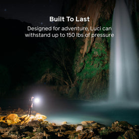 BioLite Luci Original IP67 waterproof lantern for rain and splashes during outdoor use.