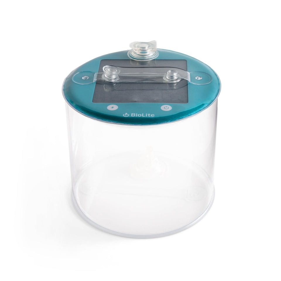 BioLite Luci Original solar inflatable lantern inflated for bright, hands-free campsite lighting.
