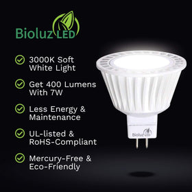 Bioluz LED 7W module replacing 50W halogen with energy efficiency