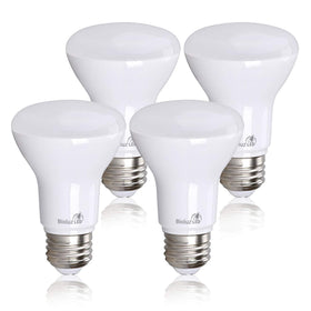 Bioluz LED BR20 bulb in soft white 3000K for cozy ambient lighting.
