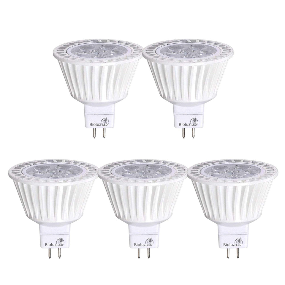 Bioluz LED MR16 7W angle view, compact energy-saving fixture for recessed lighting.