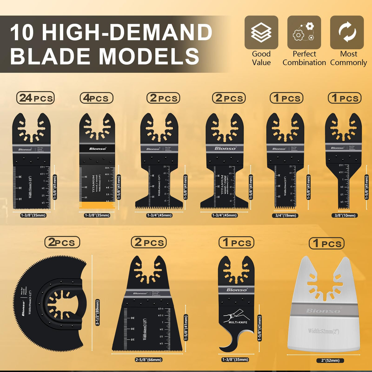 Bionso universal interface system blades fit most tools for easy upgrades.