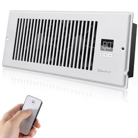 BIOWIND Quiet Register Booster Fan front view showing compact, sleek install for airflow