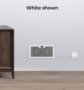 BIOWIND Thermostat sensor closeup illustrates precise sensing for balanced airflow in rooms.