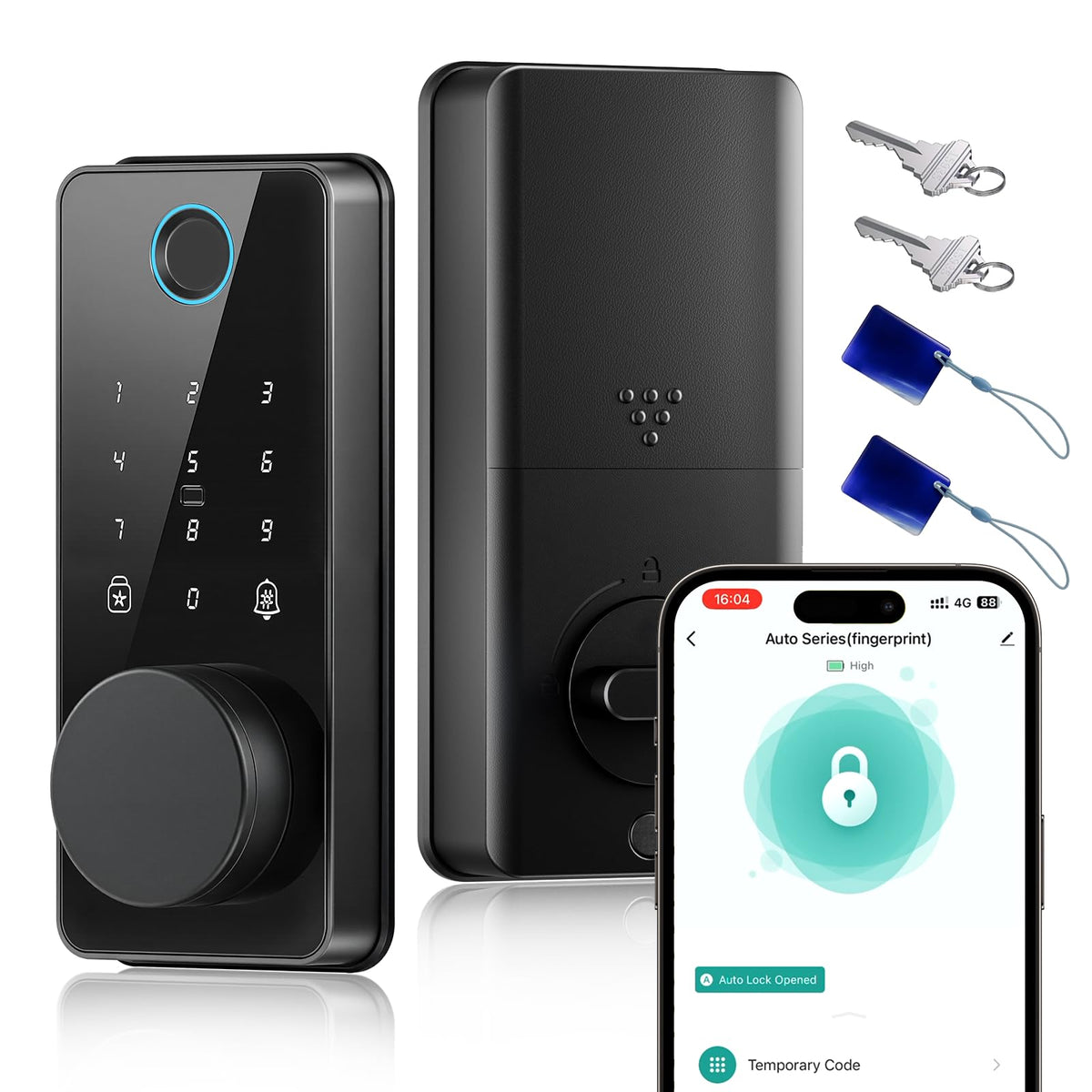 Biquole keyless entry lock front door fingerprint unlock in 0.5 seconds.