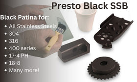 Birchwood Presto Black SSB applied to stainless surface for deep black finish