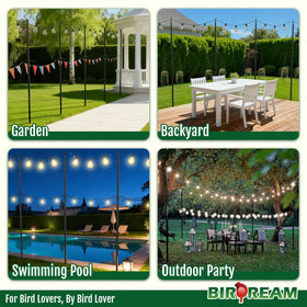 Birdream 4-pack 10ft light poles with middle hook for bird feeders and chimes.