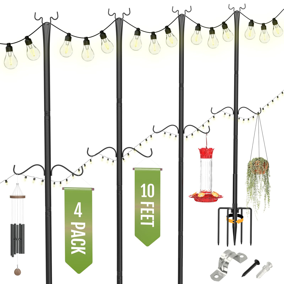 Birdream wedding garden lighting using sturdy 10ft poles for ambience.